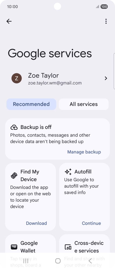 Press Manage backup. Press Manage backup.