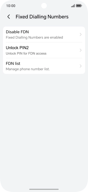 Press Disable FDN.