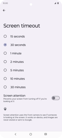 Press the required setting.