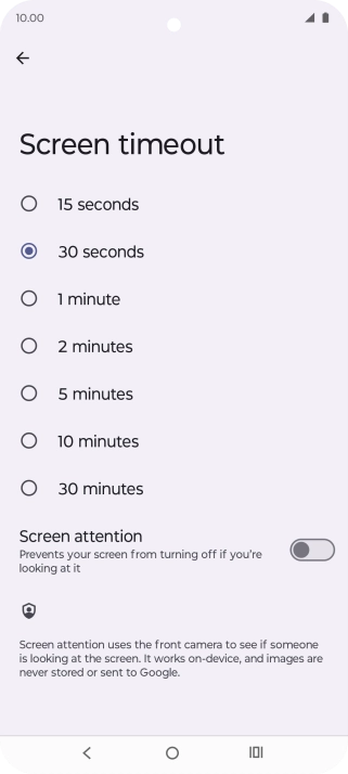 Press the required setting.