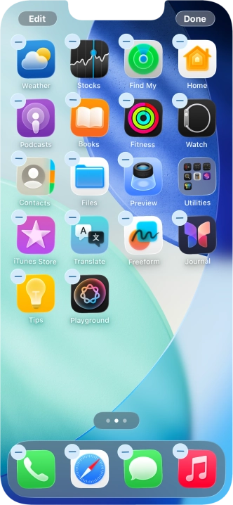 Press the home screen icon. Press the home screen icon.
