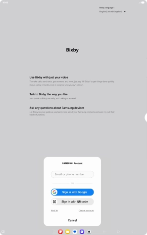 Press the required setting and follow the instructions on the screen to log on to your Samsung account. Press the required setting and follow the instructions on the screen to log on to your Samsung account.
