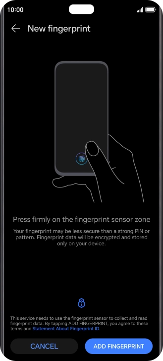 Press ADD FINGERPRINT. Press ADD FINGERPRINT.
