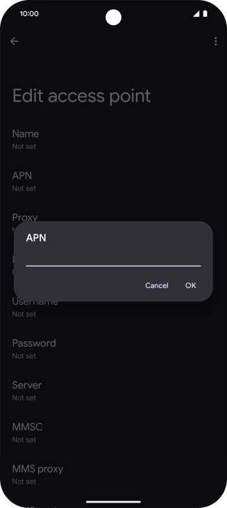 Key in wap.vodafone.co.uk and press OK.