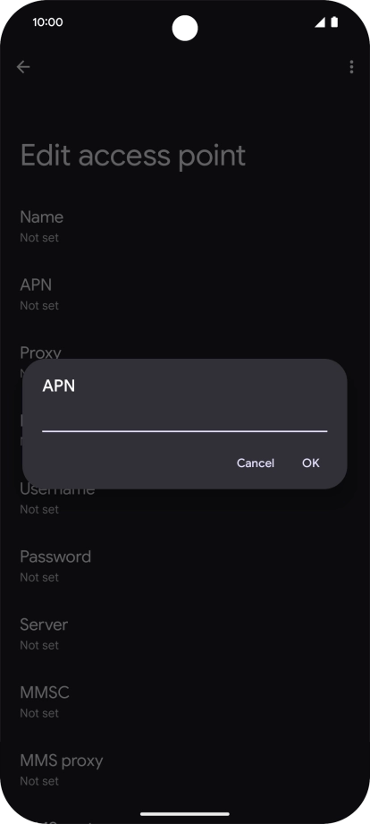 Key in wap.vodafone.co.uk and press OK.