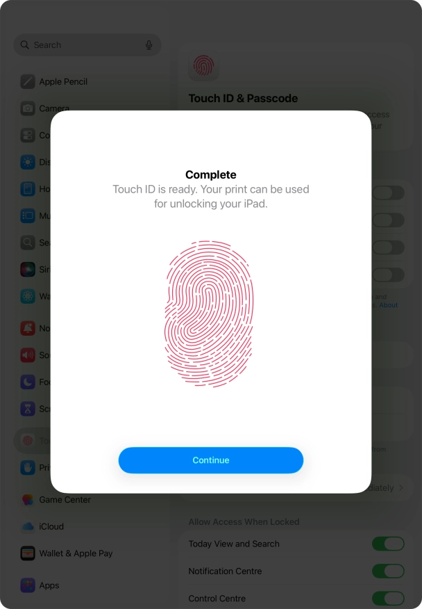 Press Continue. If you haven't previously selected a lock code, key in a code of your own choice twice. Press Continue. If you haven't previously selected a lock code, key in a code of your own choice twice.