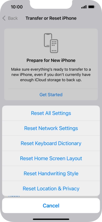 Press Reset All Settings.