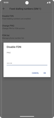 Key in your PIN2 and press OK. The default PIN2 is 1111.
