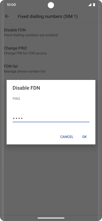 Key in your PIN2 and press OK. The default PIN2 is 1111.
