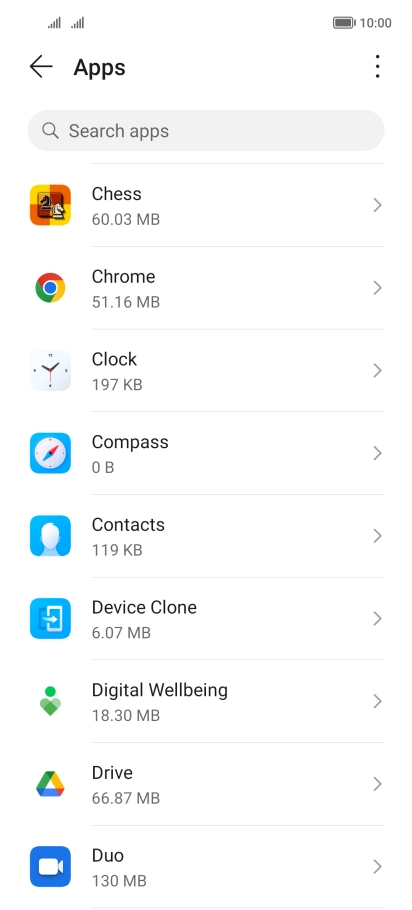 Press the required app.