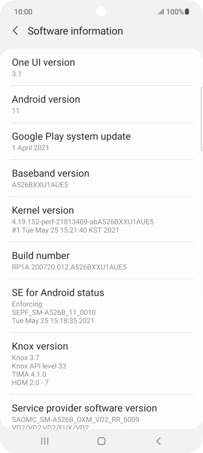 Your phone's software version is displayed below Android version. Your phone's software version is displayed below Android version.