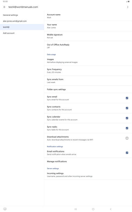 Press Account name and key in the required name. Press Account name and key in the required name.