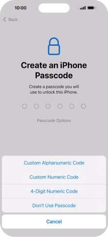 Follow the instructions on the screen to turn on use of phone lock code or press Don't Use Passcode. Follow the instructions on the screen to turn on use of phone lock code or press Don't Use Passcode.