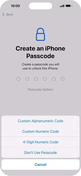 Follow the instructions on the screen to turn on use of phone lock code or press Don't Use Passcode. Follow the instructions on the screen to turn on use of phone lock code or press Don't Use Passcode.