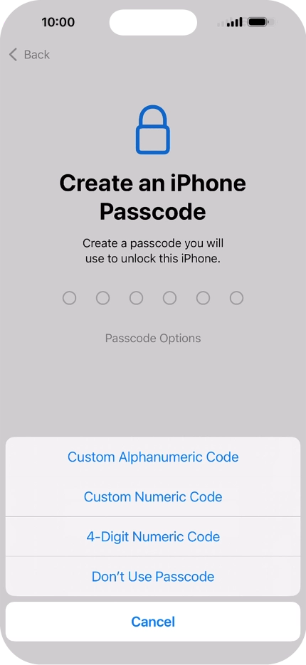 Follow the instructions on the screen to turn on use of phone lock code or press Don't Use Passcode. Follow the instructions on the screen to turn on use of phone lock code or press Don't Use Passcode.