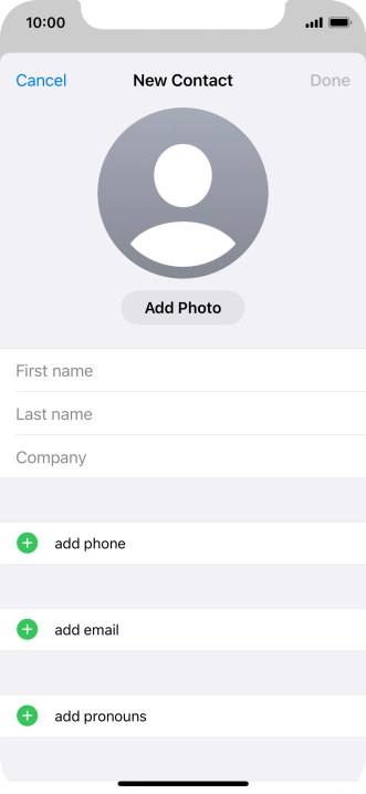 Press First name and key in the first name.