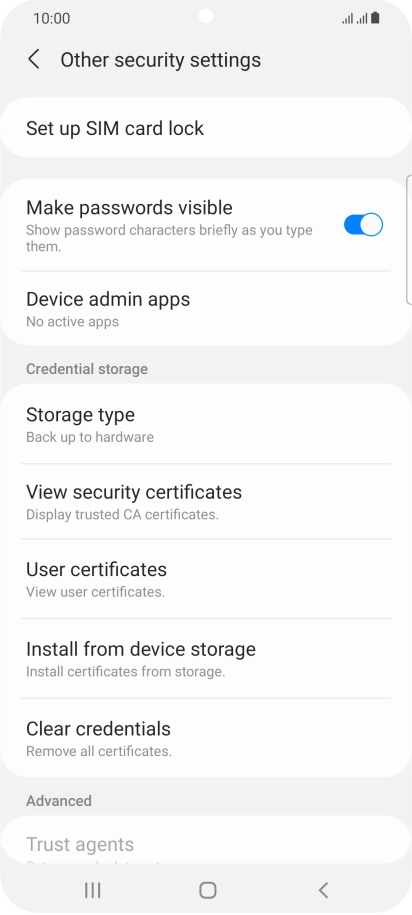 Press Set up SIM card lock. Press Set up SIM card lock.