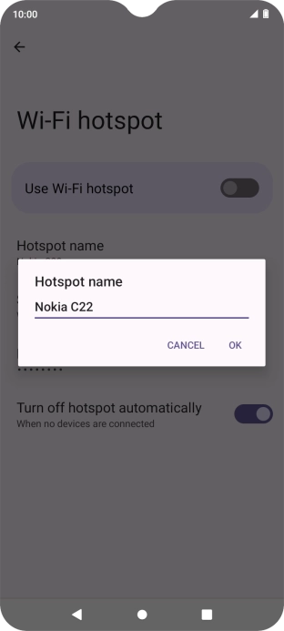 Key in the required Wi-Fi hotspot name and press OK. Key in the required Wi-Fi hotspot name and press OK.