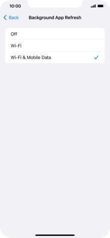 To turn off background refresh of apps, press Off.