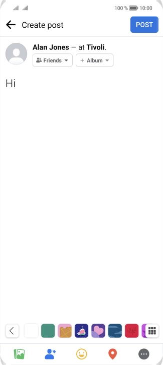 Write the required text and press POST. Write the required text and press POST.