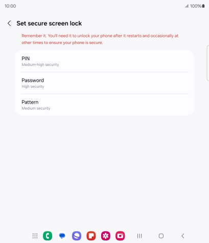 Press the required phone lock code and follow the instructions on the screen to create an additional phone lock code.