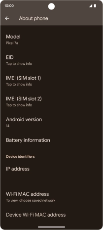 Your phone's software version is displayed below Android version.