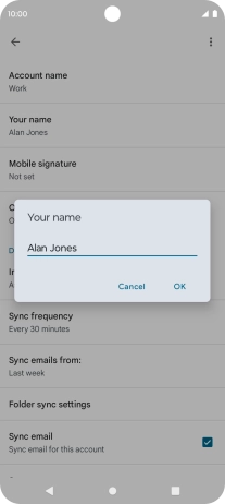 Key in the required sender name and press OK.