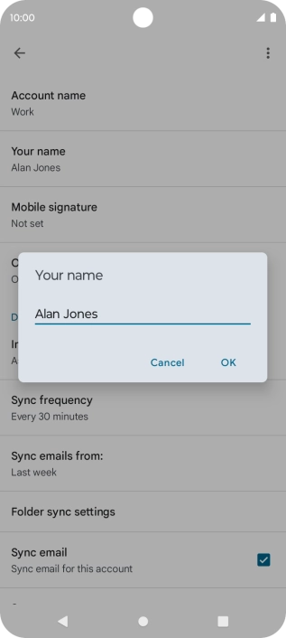 Key in the required sender name and press OK.