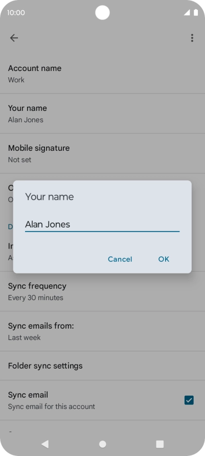 Key in the required sender name and press OK.