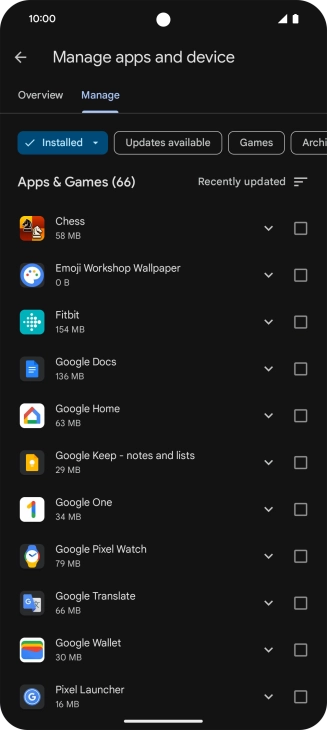 Press the required app. Press the required app.