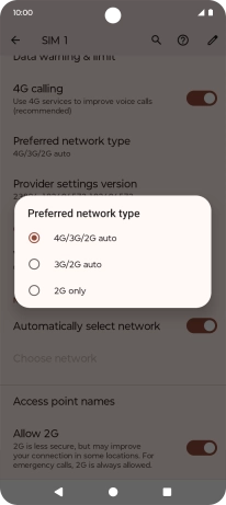 Press the required network mode. Press the required network mode.