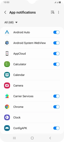 Press the indicators next to the required apps to turn the function on or off. Press the indicators next to the required apps to turn the function on or off.