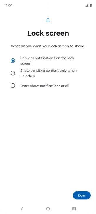 Press the required setting. Press the required setting.