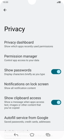 Press Privacy dashboard. Press Privacy dashboard.
