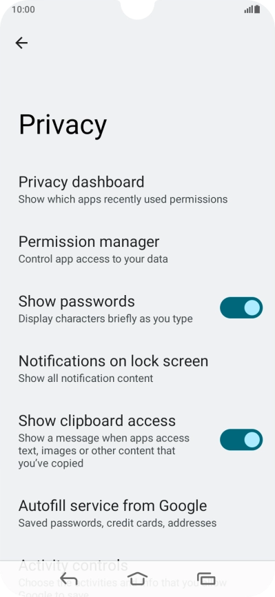 Press Privacy dashboard. Press Privacy dashboard.