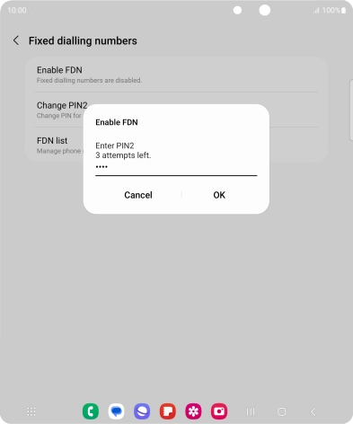 Key in your PIN2 and press OK. The default PIN2 is 1111.