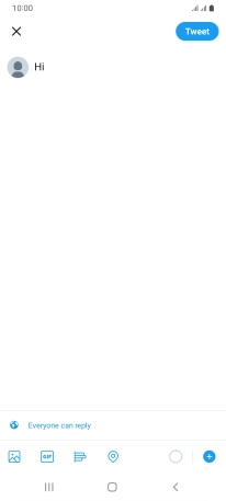 Write the required text and press Tweet. Write the required text and press Tweet.