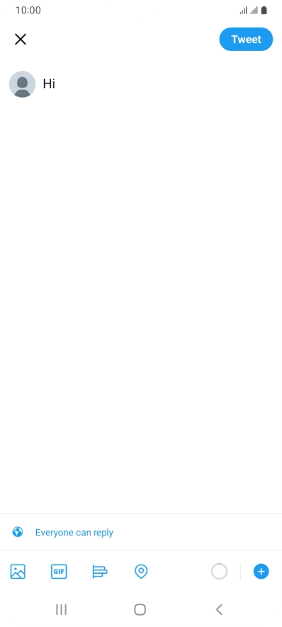 Write the required text and press Tweet. Write the required text and press Tweet.