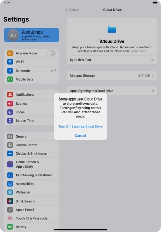 If you turn off the function, press Turn Off Syncing iCloud Drive. If you turn off the function, press Turn Off Syncing iCloud Drive.