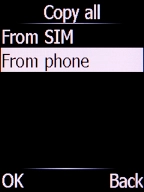 Select From phone and press the Left selection key. Select From phone and press the Left selection key.