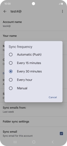 Press the required setting.