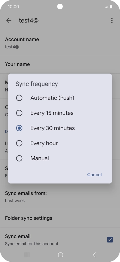 Press the required setting.