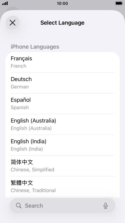 Press the required language. Press the required language.