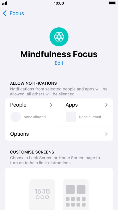 Press People and follow the instructions on the screen to select which contacts you would like to receive calls and notifications from when the selected focus mode is active. Press People and follow the instructions on the screen to select which contacts you would like to receive calls and notifications from when the selected focus mode is active.