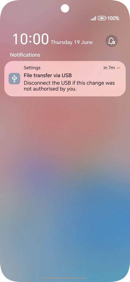 Press the USB icon. Press the USB icon.