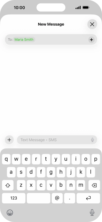 Press the text input field and write the text for your text message. Press the text input field and write the text for your text message.