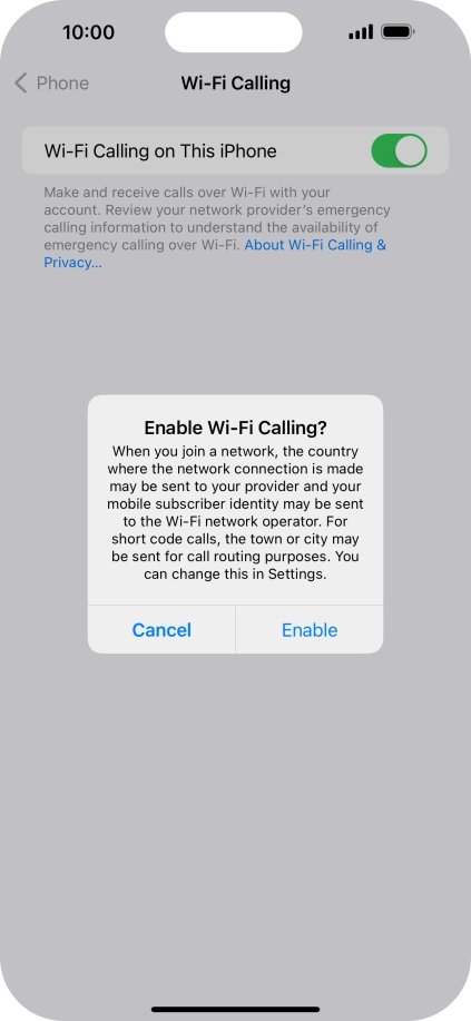 If you turn on the function, press Enable. If you turn on the function, press Enable.