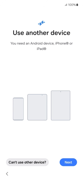 Press Can't use other device?. Press Can't use other device?.