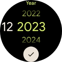 Slide your finger up or down on the screen to set the required date. Slide your finger up or down on the screen to set the required date.