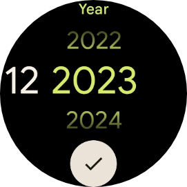 Slide your finger up or down on the screen to set the required date. Slide your finger up or down on the screen to set the required date.
